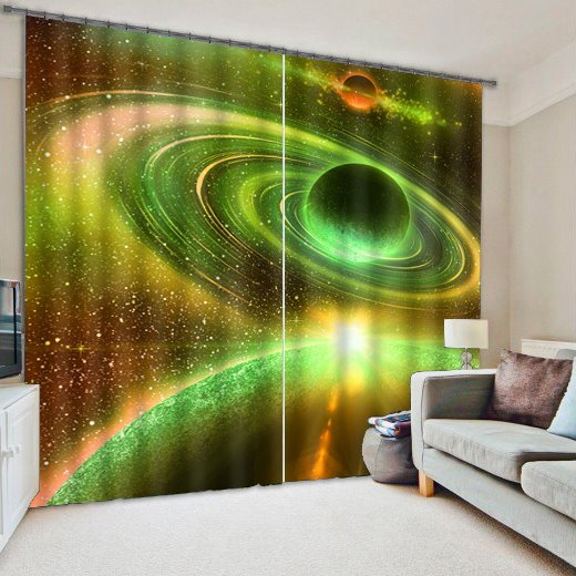 3D Eye - Catching and Immersive Galaxy and Universe - Printed Natural Scenery Custom - Made Living Room Decorative Curtain